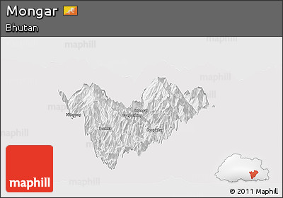 Silver Style Panoramic Map of Mongar, single color outside
