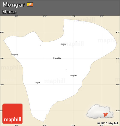 Classic Style Simple Map of Mongar, single color outside