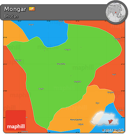 Political Simple Map of Mongar