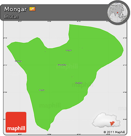 Political Simple Map of Mongar, single color outside