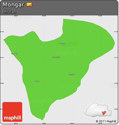 Political Simple Map of Mongar, single color outside