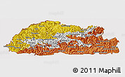 Flag Panoramic Map of Bhutan, flag rotated