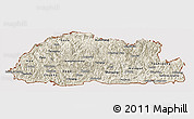 Shaded Relief Panoramic Map of Bhutan, cropped outside