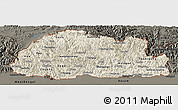 Shaded Relief Panoramic Map of Bhutan, darken