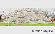Shaded Relief Panoramic Map of Bhutan, physical outside