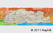Shaded Relief Panoramic Map of Bhutan, political outside