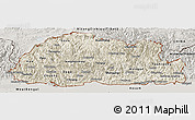 Shaded Relief Panoramic Map of Bhutan, semi-desaturated
