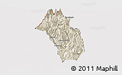 Shaded Relief Panoramic Map of Paro, cropped outside