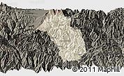 Shaded Relief Panoramic Map of Paro, darken