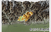 Physical 3D Map of Pema Gatshel, darken, semi-desaturated