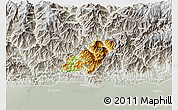 Physical 3D Map of Pema Gatshel, lighten, semi-desaturated