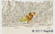 Physical 3D Map of Pema Gatshel, shaded relief outside