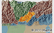 Political 3D Map of Pema Gatshel, semi-desaturated
