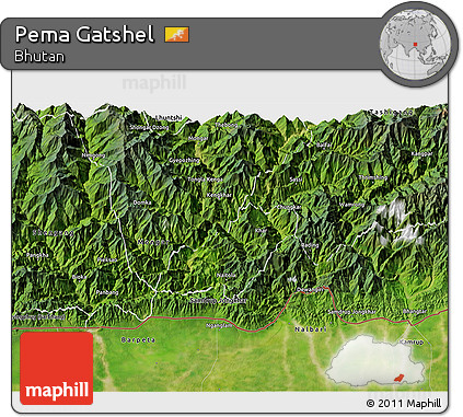 Satellite 3D Map of Pema Gatshel