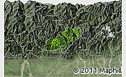 Satellite 3D Map of Pema Gatshel, semi-desaturated