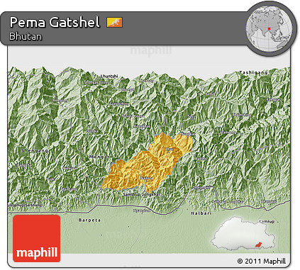 Savanna Style 3D Map of Pema Gatshel
