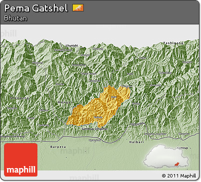Savanna Style 3D Map of Pema Gatshel
