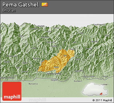 Savanna Style 3D Map of Pema Gatshel