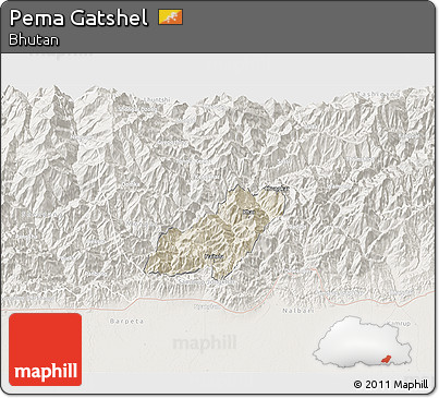 Shaded Relief 3D Map of Pema Gatshel, lighten