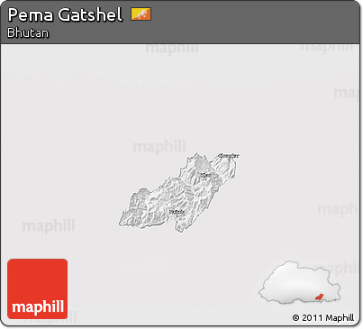 Silver Style 3D Map of Pema Gatshel, single color outside