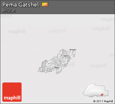 Silver Style 3D Map of Pema Gatshel, single color outside