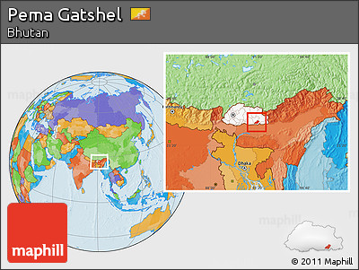 Political Location Map of Pema Gatshel, highlighted country