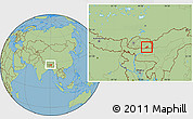 Savanna Style Location Map of Pema Gatshel, within the entire country