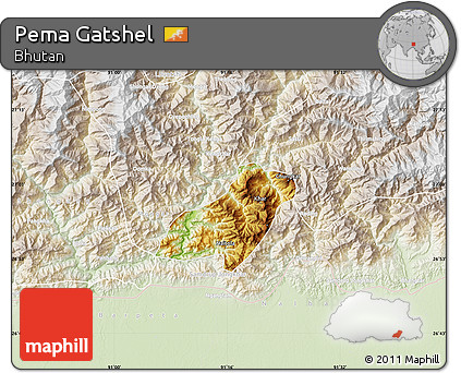 Physical Map of Pema Gatshel, lighten