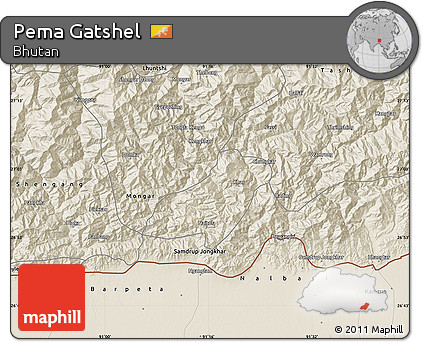 Shaded Relief Map of Pema Gatshel