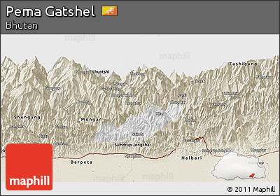 Classic Style Panoramic Map of Pema Gatshel