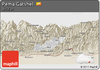 Classic Style Panoramic Map of Pema Gatshel