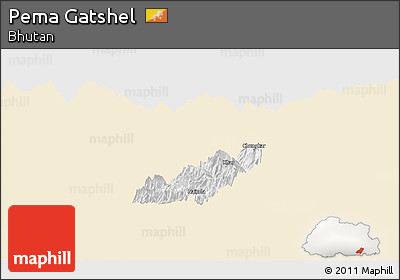 Classic Style Panoramic Map of Pema Gatshel, single color outside