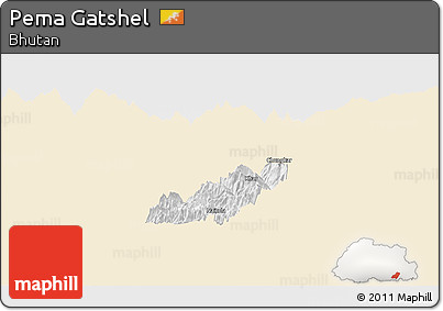 Classic Style Panoramic Map of Pema Gatshel, single color outside