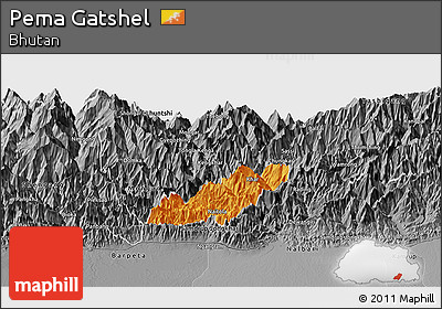 Political Panoramic Map of Pema Gatshel, desaturated