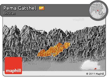 Political Panoramic Map of Pema Gatshel, desaturated