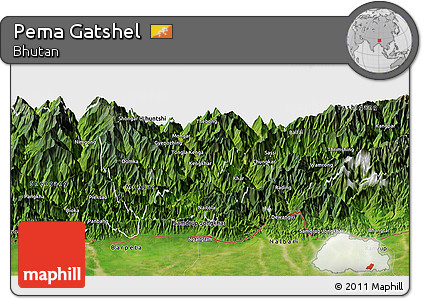Satellite Panoramic Map of Pema Gatshel