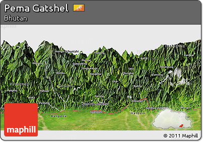 Satellite Panoramic Map of Pema Gatshel