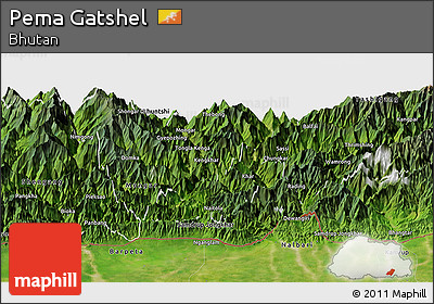 Satellite Panoramic Map of Pema Gatshel