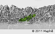 Satellite Panoramic Map of Pema Gatshel, lighten, desaturated