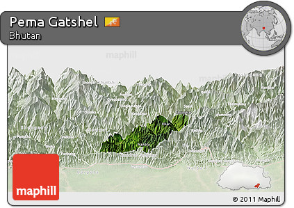 Satellite Panoramic Map of Pema Gatshel, lighten