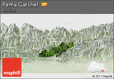 Satellite Panoramic Map of Pema Gatshel, lighten