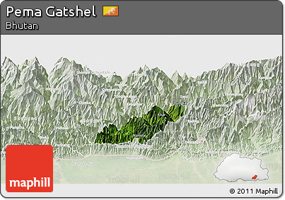 Satellite Panoramic Map of Pema Gatshel, lighten