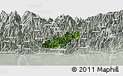 Satellite Panoramic Map of Pema Gatshel, lighten, semi-desaturated