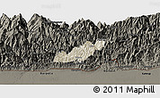 Shaded Relief Panoramic Map of Pema Gatshel, darken