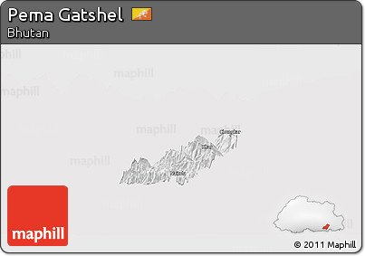 Silver Style Panoramic Map of Pema Gatshel, single color outside
