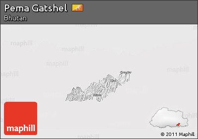 Silver Style Panoramic Map of Pema Gatshel, single color outside
