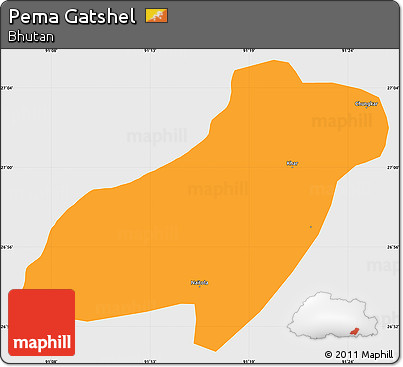 Political Simple Map of Pema Gatshel, single color outside