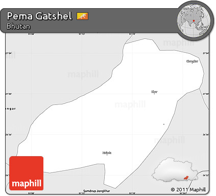Silver Style Simple Map of Pema Gatshel