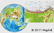 Physical Location Map of Punakha, within the entire country