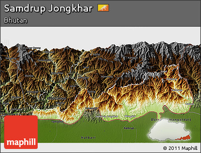 Physical 3D Map of Samdrup Jongkhar, darken